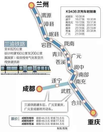 (兰州-成都 兰州-重庆)高铁路线图